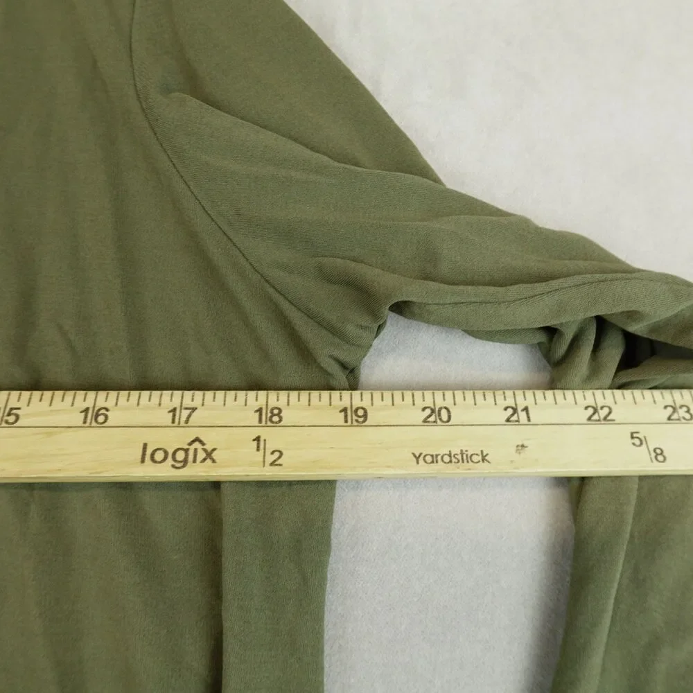 Eileen Fisher Shirt 100% Silk Jersey Long Sleeve Petite Large Tee Green Classic